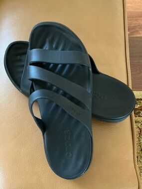 CROCS Women’s Black Triple-Strap Slide Sandals